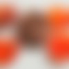 10 cabochons coeur 12x12mm verre oeil de chat orange foncé 