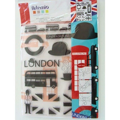 12 tampons silicone clear stamps en planche londres angleterre 18cm artemio mod27 