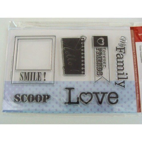 6 tampons silicone clear stamp photos famille love en planche 14cm artemio mod25 
