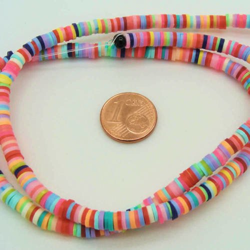 450 perles fimo rondelles 4mm mix couleurs mix couleurs fil 