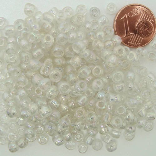 Rocaille 4mm perles verre blanc translucide par 20 grammes 