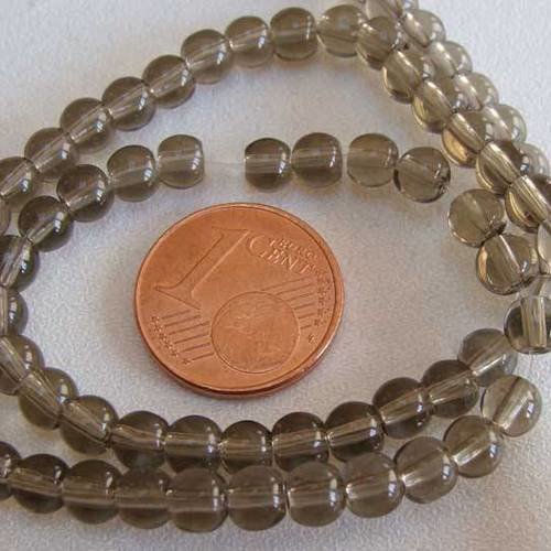 1 fil 75 perles environ rondes 4,5mm verre simple gris kaki vs-r45mm-gris-kaki 
