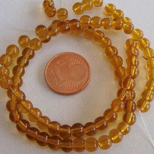 1 fil 75 perles environ rondes 4,5mm verre simple miel vs-r45mm-miel 
