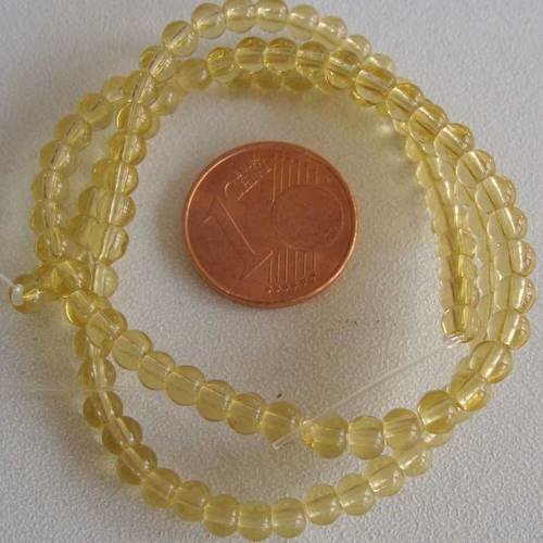 1 fil 100 perles environ rondes 3,5mm verre simple jaune miel vs-r35mm-jaune-miel 