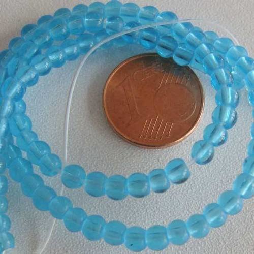 1 fil 100 perles environ rondes 3,5mm verre simple bleu azur vs-r35mm-bleu-azur 