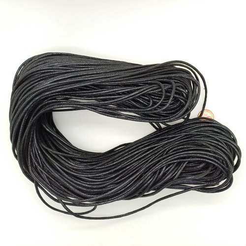 Fil echeveau 70m environ cordon coton cire 2mm noir