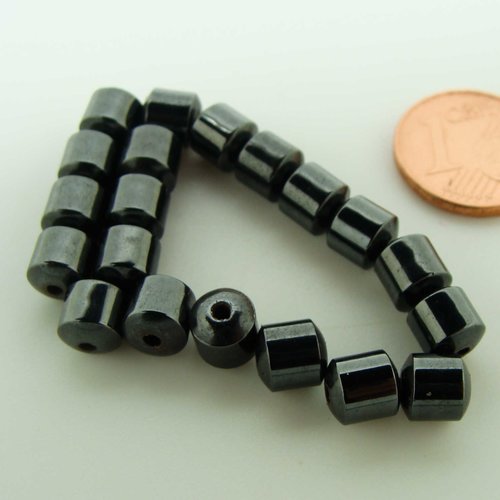 20 perles tubes 6mm pierre hematite magnétique synthétique