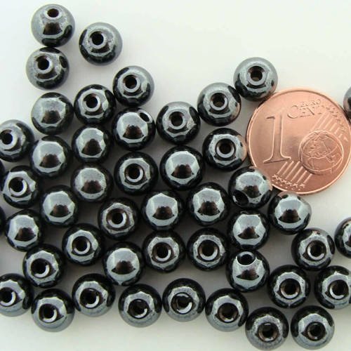 50 perles rondes 6x5,5mm pierre hematite non magnétique pier56 
