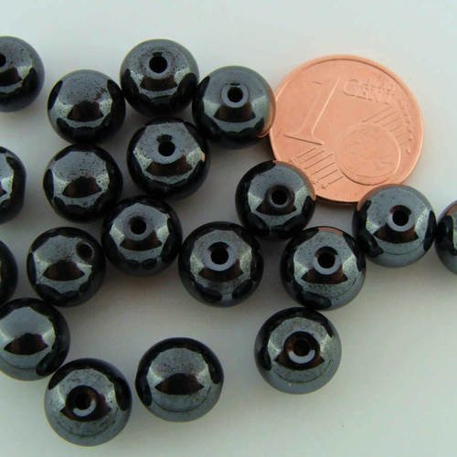 20 perles rondes 8x7mm pierre hematite non magnétique pier57 