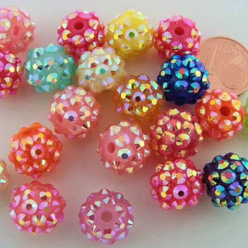 50 perles Acryliques Rondes 8mm motifs mix visage smiley DIY création bijoux 