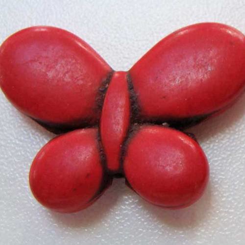 2 perles papillon 35mm pierre turquoise synthétique rouge pier49-rouge 