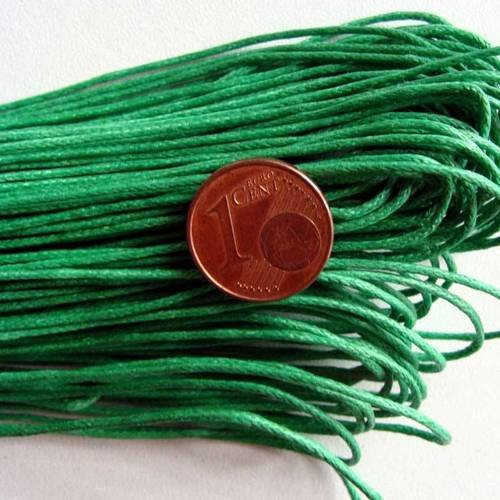 Fil echeveau 75m environ cordon coton cire 1mm vert 