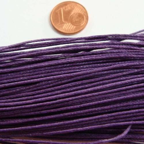 Fil echeveau 65m environ cordon coton cire 1mm violet fonce