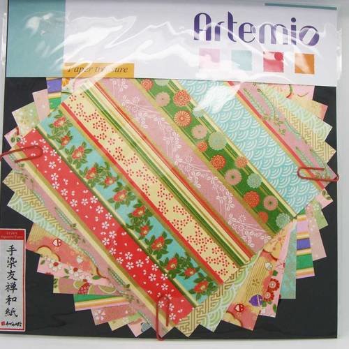 Papier japonais washi 10 feuilles 15x15cm motifs différents artemio mod1 