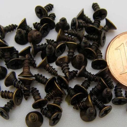 50 petites vis pour cartonnage métal bronze à visser 5mm 