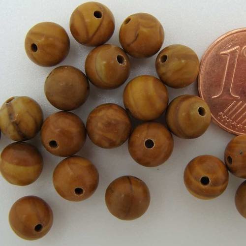 20 perles 6mm rondes pierre marron pier45 