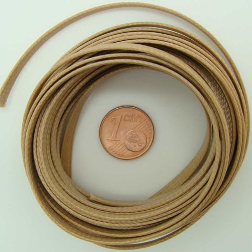 5 mètres fil plat 1x4mm nylon tressé cordon ruban marron clair