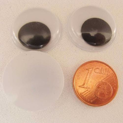 10 yeux mobiles 20mm simple en plastique à coller 