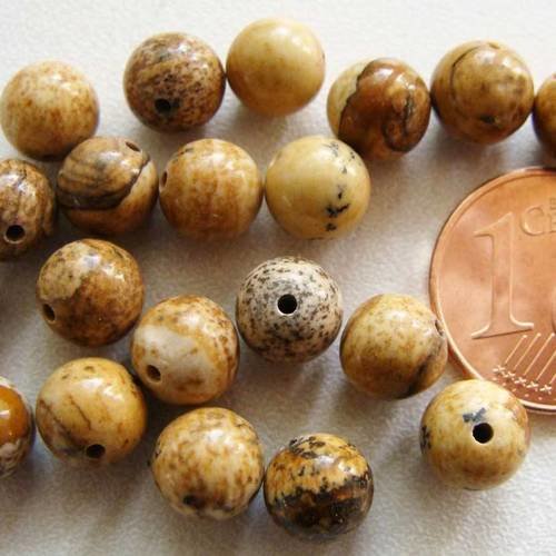 20 perles 6mm rondes pierre marron pier42 