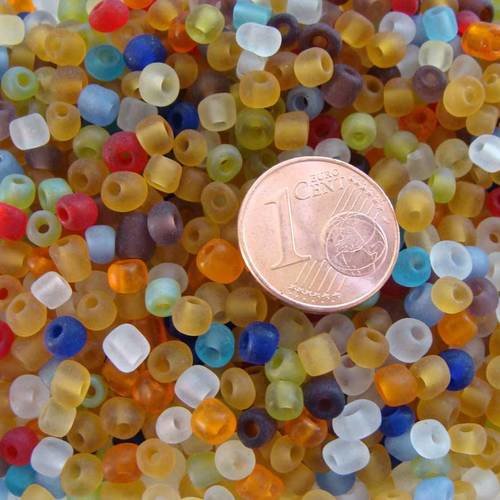 Rocaille 4,5mm perles verre givre mélange couleurs mix9 par 20 grammes 