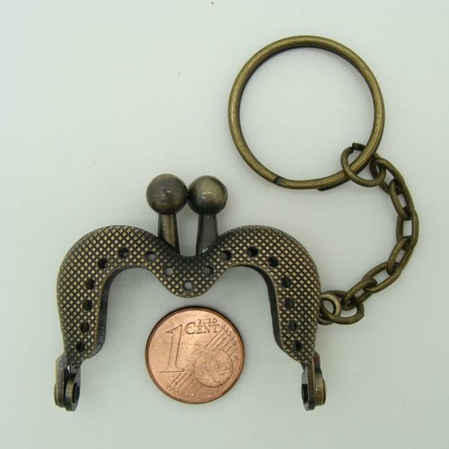 1 fermoir porte-monnaie 4cm avec anneau porte-clé bronze mod1