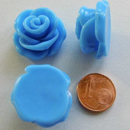 4 cabochons résine fleur 24x13mm bleu cab70 