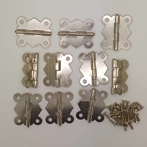 10 charnieres moyennes 32x27mm sans ou avec vis métal couleur argenté acier