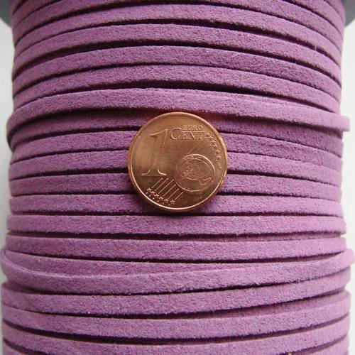 Suedine faux daim cordon plat 3mm par 2 mètres violet 