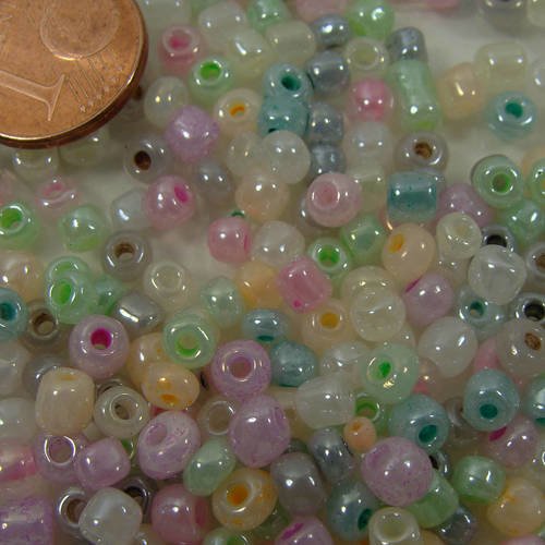 Rocaille 4mm perles verre nacré mélange couleurs mix4 par 20 grammes 