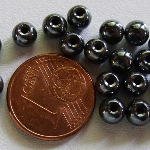 20 perles rondes 5mm pierre hematite pier36 