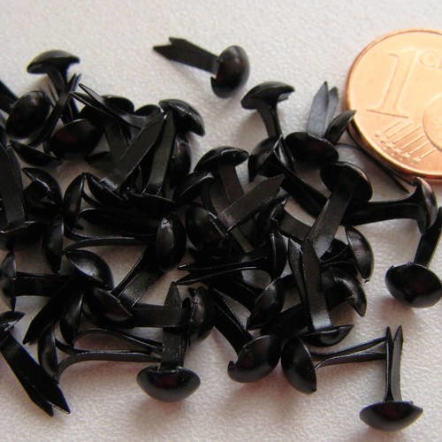 50 brads 10x5mm attaches parisiennes métal noir 