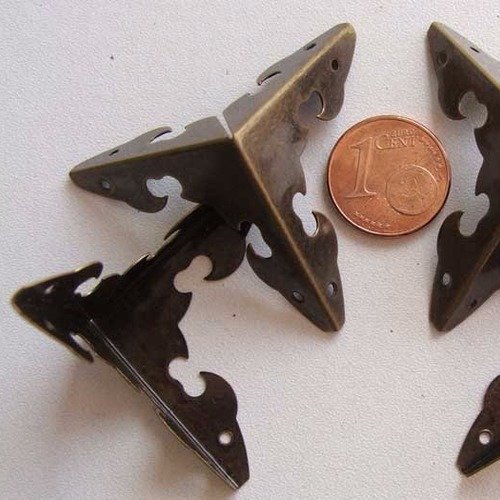4 coins angles 3d 29mm  metal bronze déco finitions 