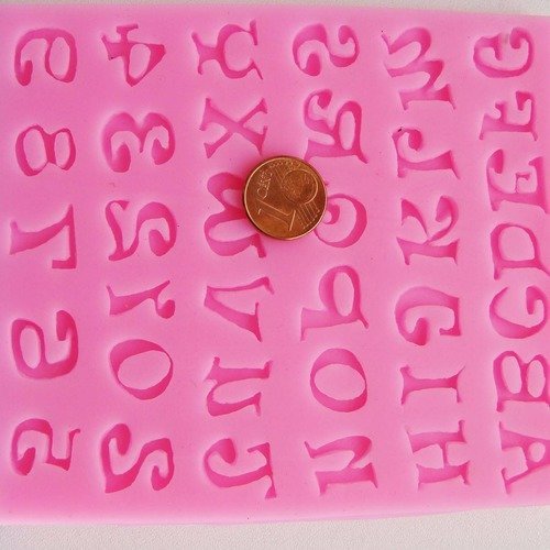 1 moule alphabet + chiffre rose silicone 