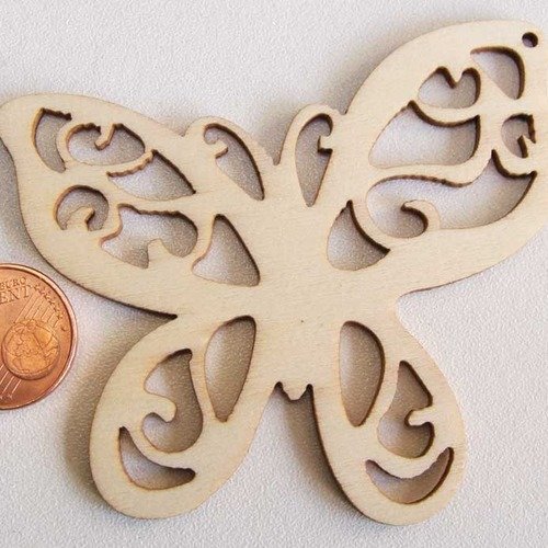 5 supports bois papillon 65mm pendentif diy loisirs créatifs bijoux