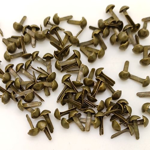 100 brads 9mm attaches parisiennes métal couleur bronze