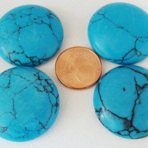 1 cabochon 26mm pierre turquoise synthétique rond cab25 