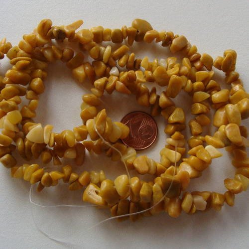 Fil 85cm perles chips pierre marron pier14 
