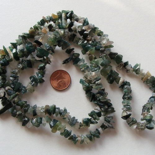 Fil 85cm perles chips agate transparent à vert pier12 