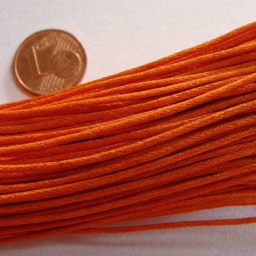 Fil echeveau 65m environ cordon coton cire 1mm orange