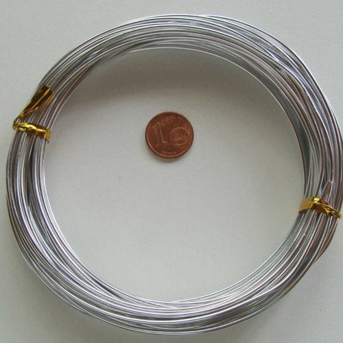 10m fil aluminium alu 1,5mm gris argenté cordon rond