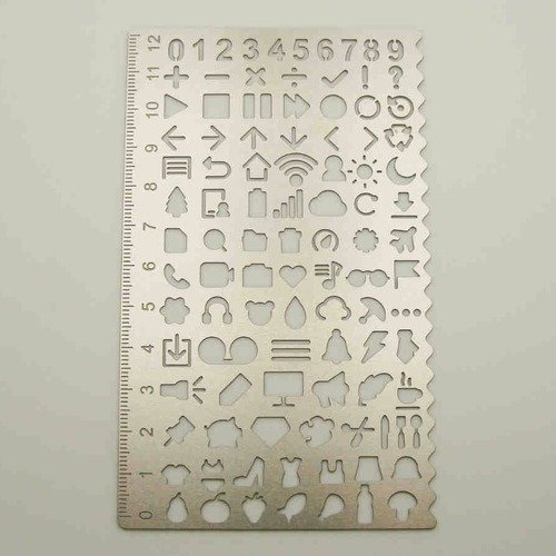 Trace symboles chiffres règle normographe métal 12,5cm pochoir loisirs déco