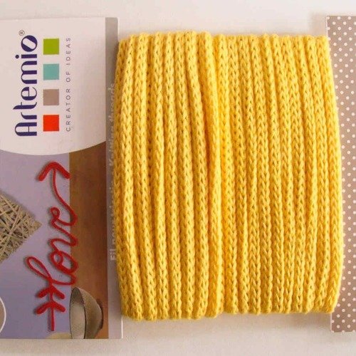 Tricotin 5 mètres jaune dia 5mm artemio fil tricoté cordon