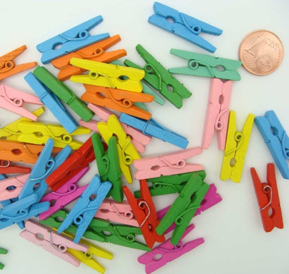 multicolores 100pcs multicolores pour tenir des pinces à linge en papier photo Mini pinces en bois