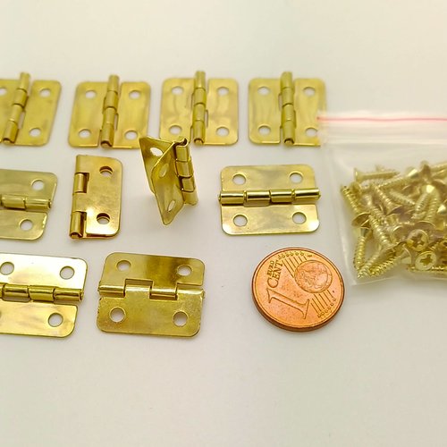 10 charnieres petites 18x16mm métal couleur doré mini-charnière cartonnage boite