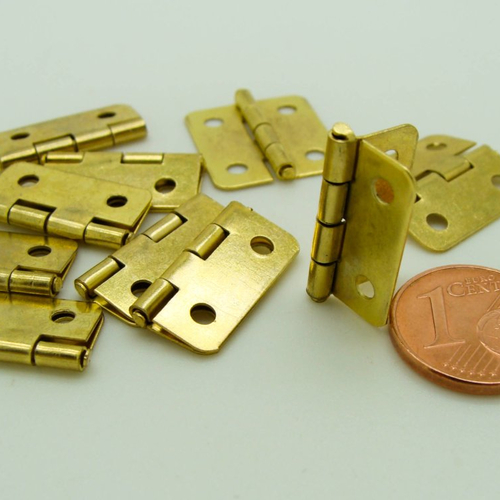 10 charnieres petites 19x16mm métal couleur doré mini-charnière cartonnage boite