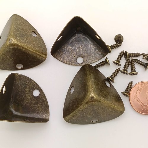 4 coins angles 3d 20mm avec vis metal bronze déco finitions boîte