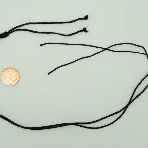 5 colliers noirs fil cordon nylon 1,5mm taille réglable par 1 noeud coulissant création bijoux