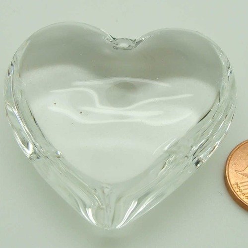 1 pendentif coeur 44mm transparent verre simple diy création bijoux