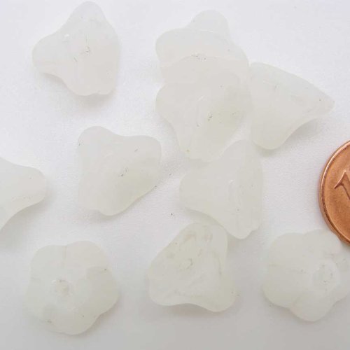 10 perles fleurs cones 12mm blanc nature création bijoux déco