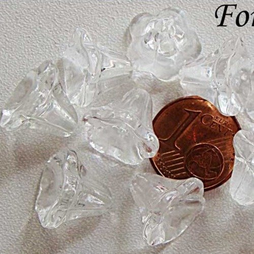 10 perles fleurs cônes 12mm transparent nature création bijoux déco